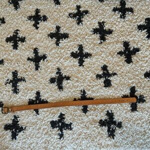 Women's Tan Leather Belt with Decorative Perforated Detail